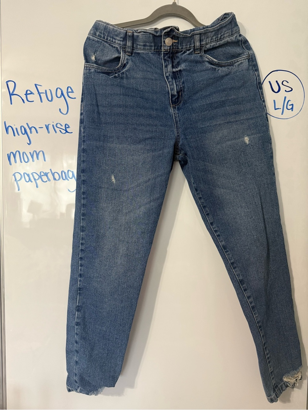 Refuge High-Rise Mom Paperbag Jeans in Medium Blue